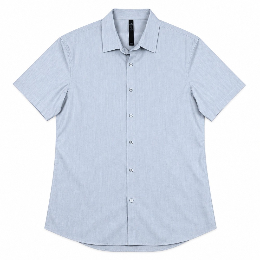 Lululemon Down to the Wire Shirt Men's L Blue Short Sleeve Stretch Button Down